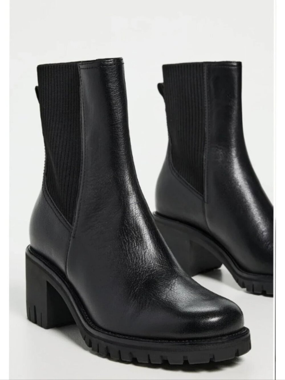 NWOB Womens Rag & Bone Black Leather Corey Mid-Heel Chelsea Bootie 36.5/US 6.5